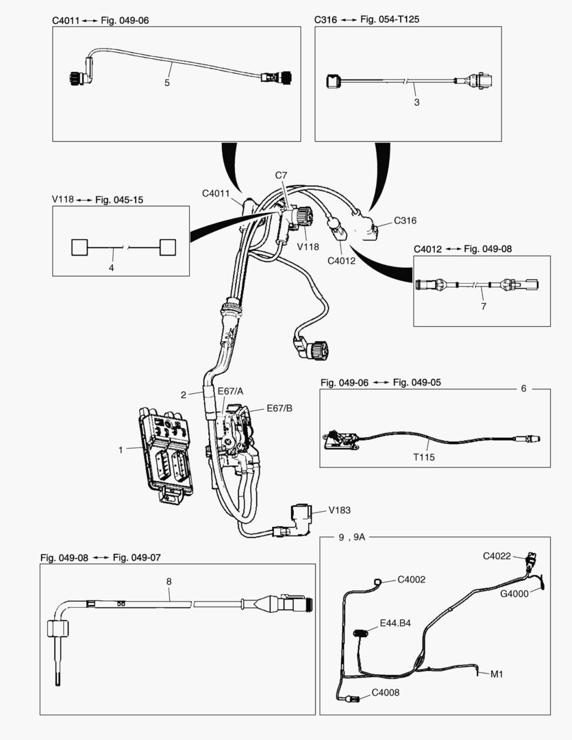G051-90 CABLE HARNESS, ECU; SCR