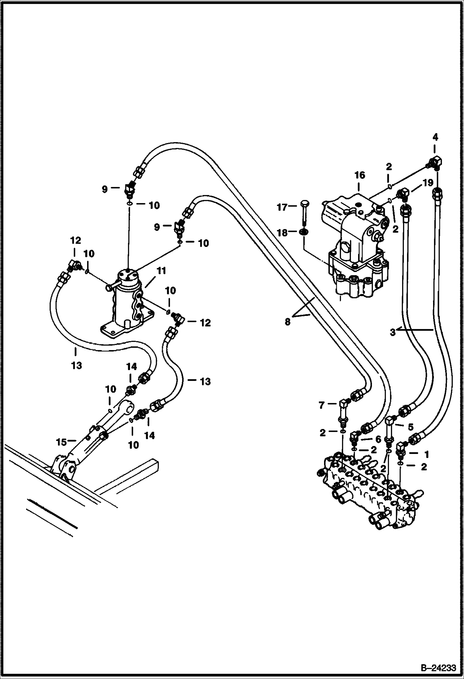 Схема СХЕМА ГИДРАВЛИЧЕСКОЙ СИСТЕМЫ (ОТ КЛАПАНА В ЦИЛИНДР ОТВАЛА)