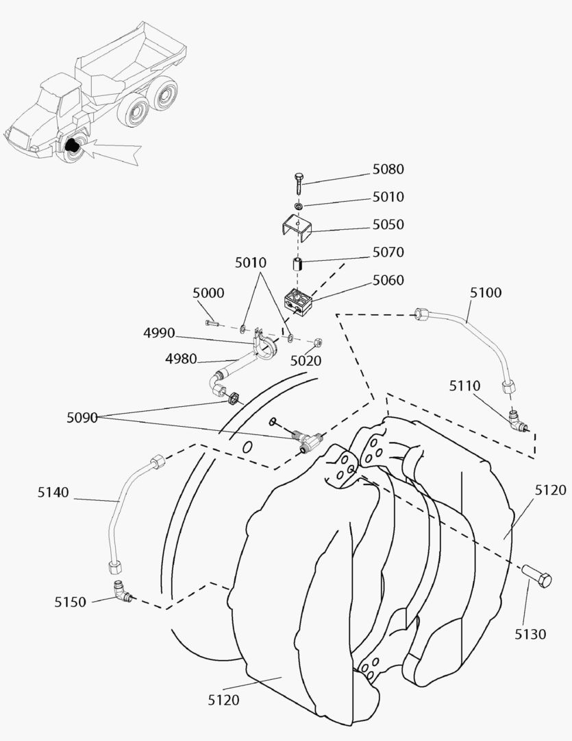 Спецтехника G190-58 BRAKE SYSTEM; FRONT AXLE LEFT [810001~810052] - главное фото