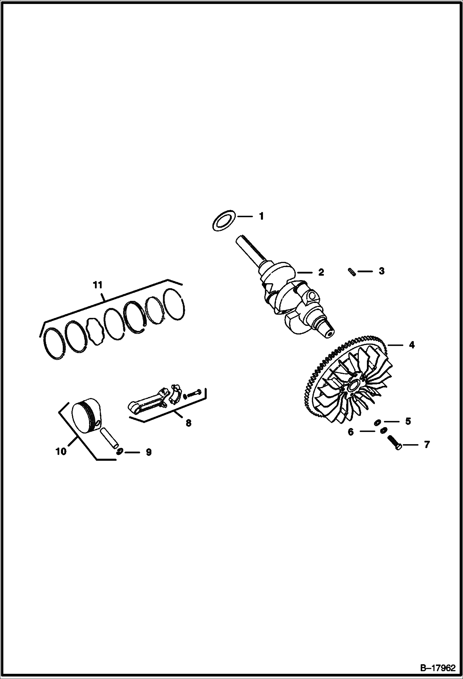 ПОРШНИ, КОЛЕНЧАТЫЙ ВАЛ И МАХОВИК