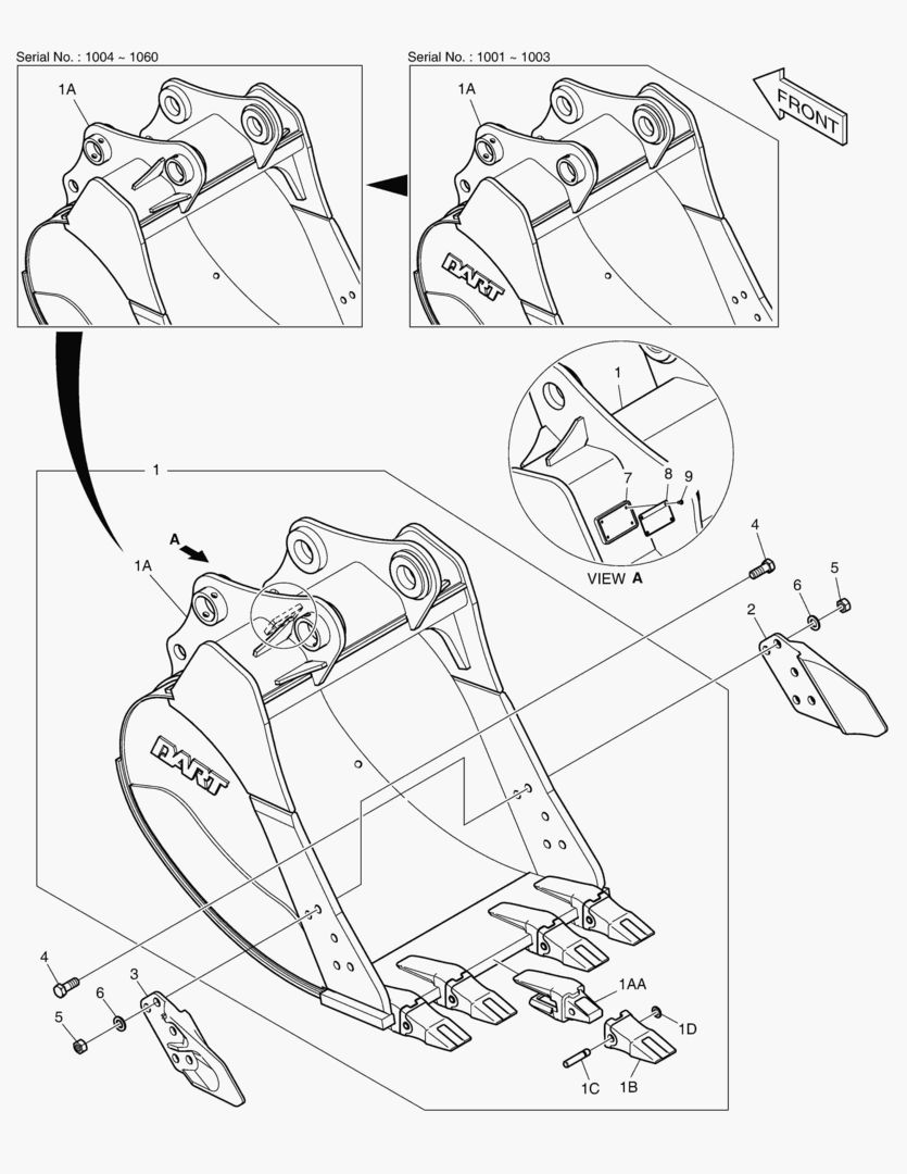 7050 BUCKET ASS`Y - 0.73mВі(39`) - SIDE PIN