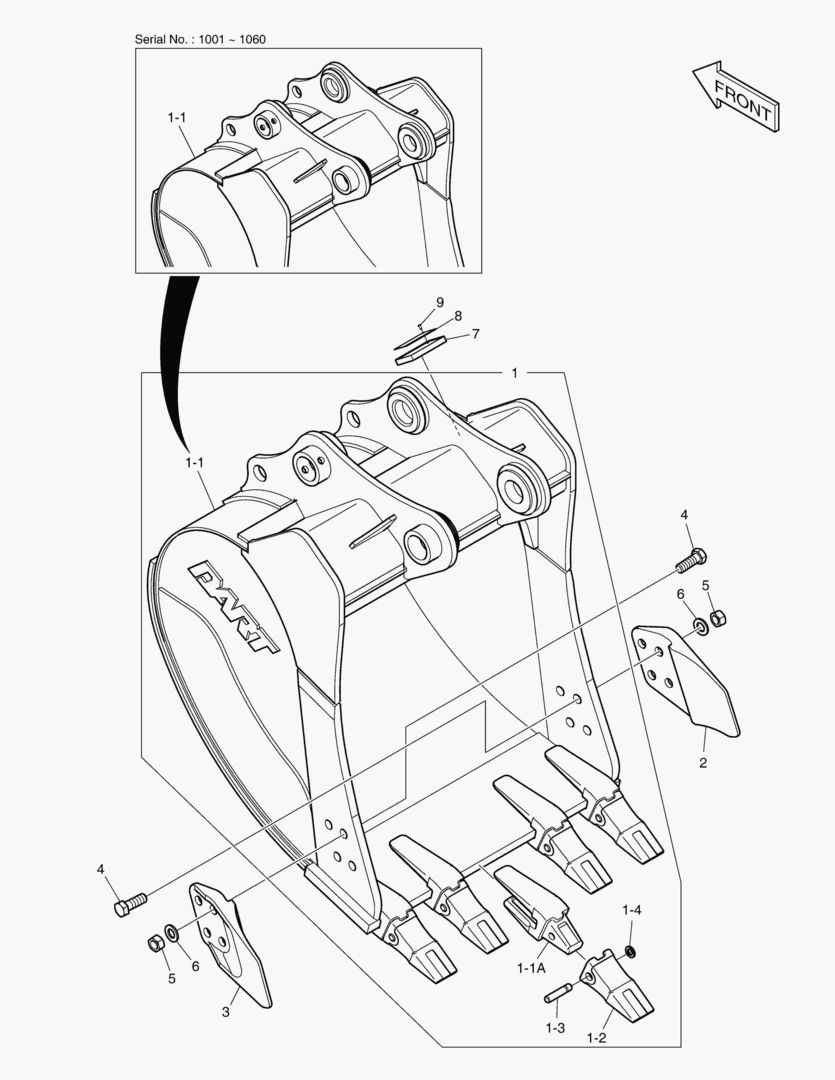 7060 BUCKET ASS`Y - 0.48гЋҐ (36`) - SIDE PIN