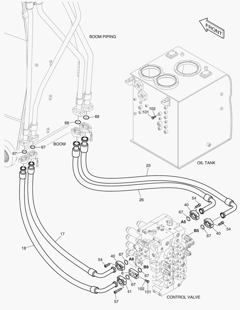 1300 MAIN PIPING(3) - ARM & BUCKET