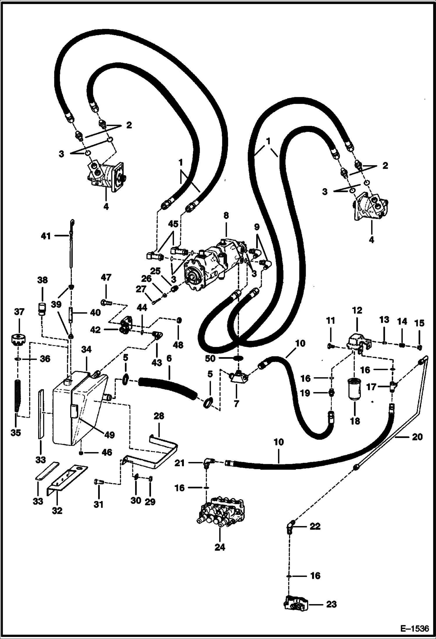 СХЕМА ГИДРОСТАТИЧЕСКОЙ СИСТЕМЫ (СЕРИЙНЫЙ НОМЕР 15001 ЧЕРЕЗ 21514)