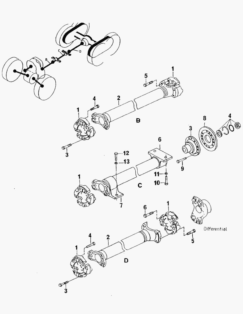 G035-1 INTERMEDIATE SHAFTS; REAR WAGON