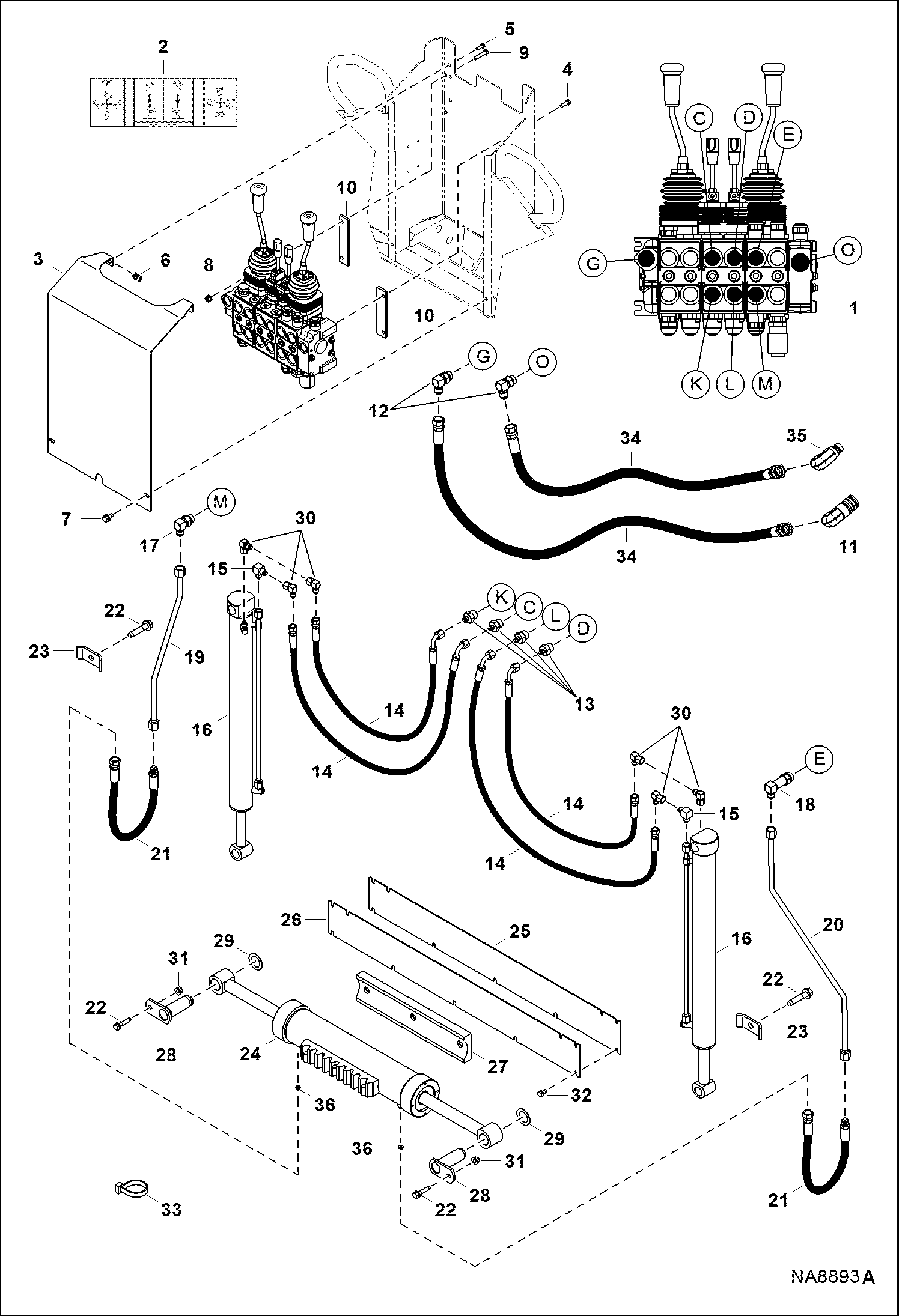 ЭКСКАВАТОР-ПОГРУЗЧИК (ГИДРАВЛИЧЕСКАЯ СХЕМА ГЛАВНОЙ РАМЫ) (7BH B3BG)