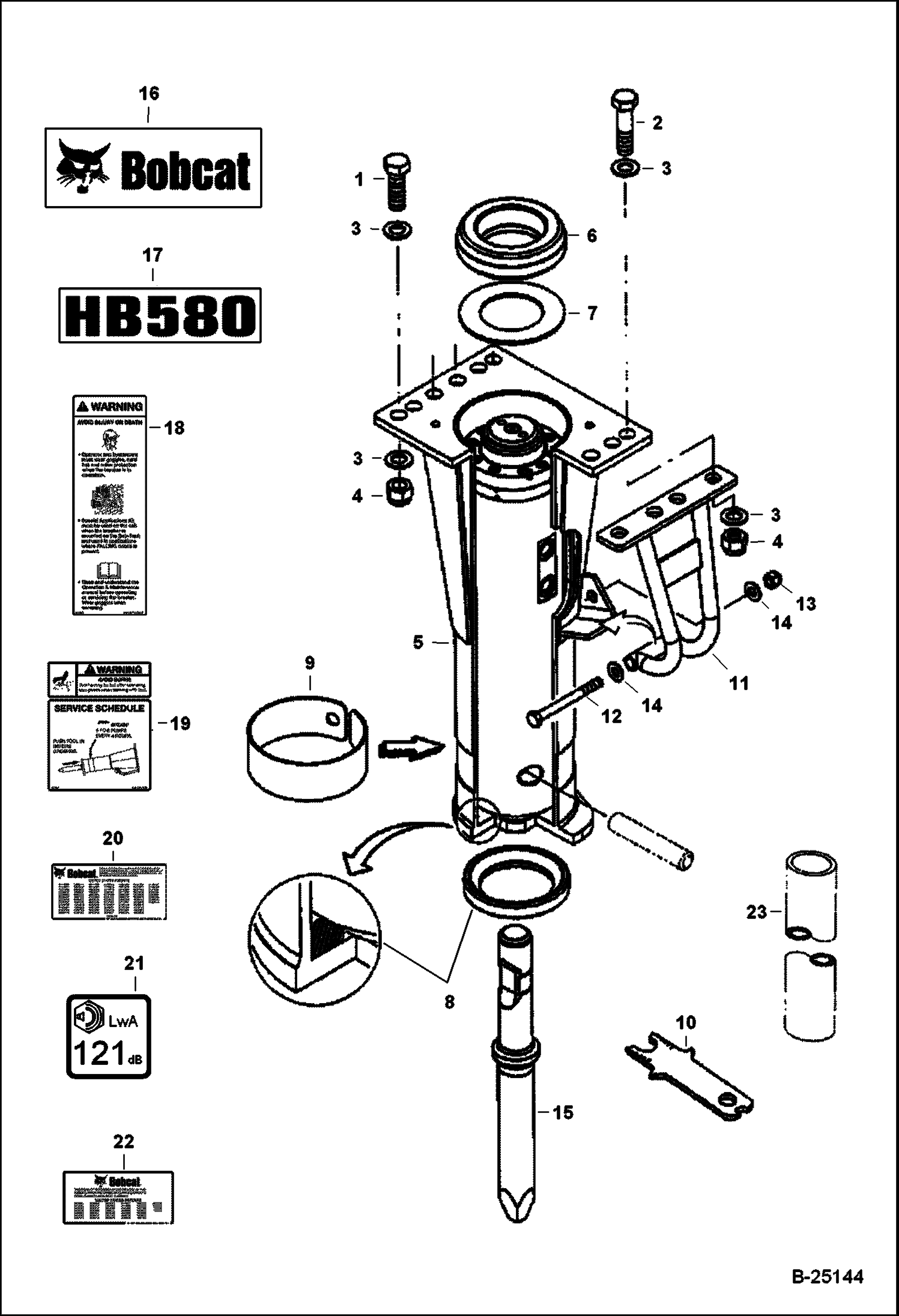 Схема ГИДРОМОЛОТ - ТОЛЬКО ЕВРОПА (РАМА ШАССИ И КРЕПЕЖНЫЕ ДЕТАЛИ) (HB580 A00В)