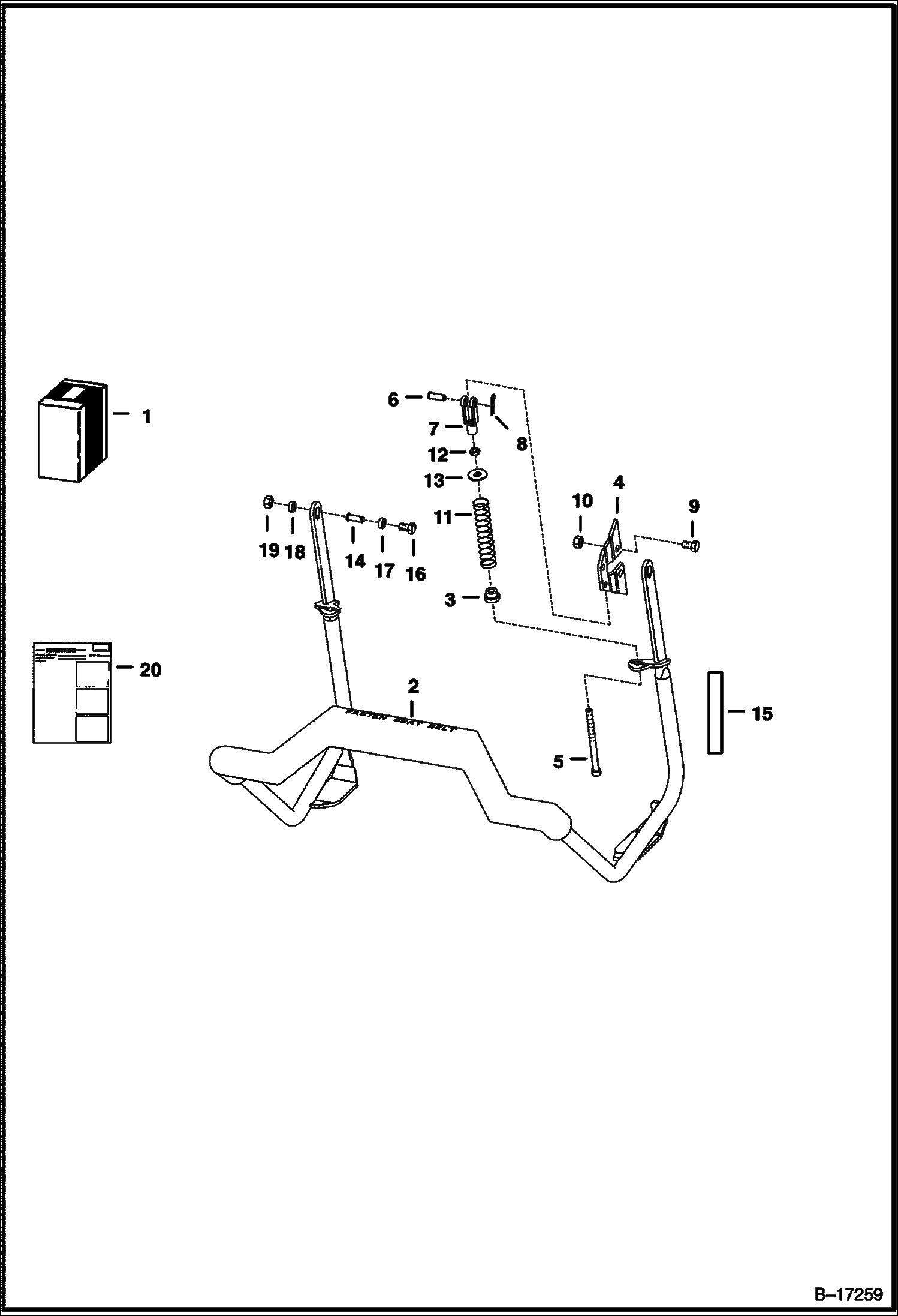 Схема КОМПЛЕКТ ОПОРЫ СИДЕНЬЯ (ПЕРЕДНЕЕ ПОЛОЖЕНИЕ - НАЖИМНАЯ ПРУЖИНА)