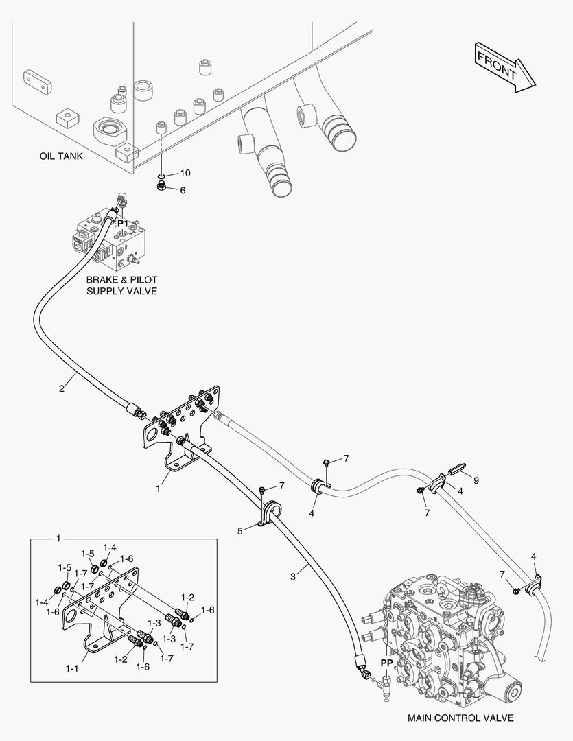 ТРУБОПРОВОД СЕРВОУПРАВЛЕНИЯ - 3 КАТУШКИ(ЭЛЕКТРИКА)