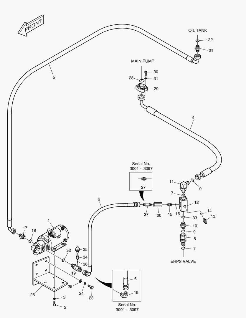 Схема 5190 EMERGENCY STEER PIPING [3001~3339]