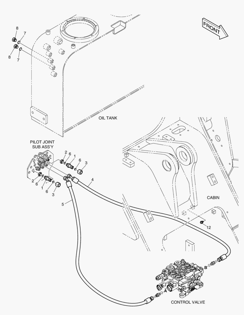 ТРУБОПРОВОД СЕРВОУПРАВЛЕНИЯ - 2 КАТУШКИ(3 РЫЧАГА)