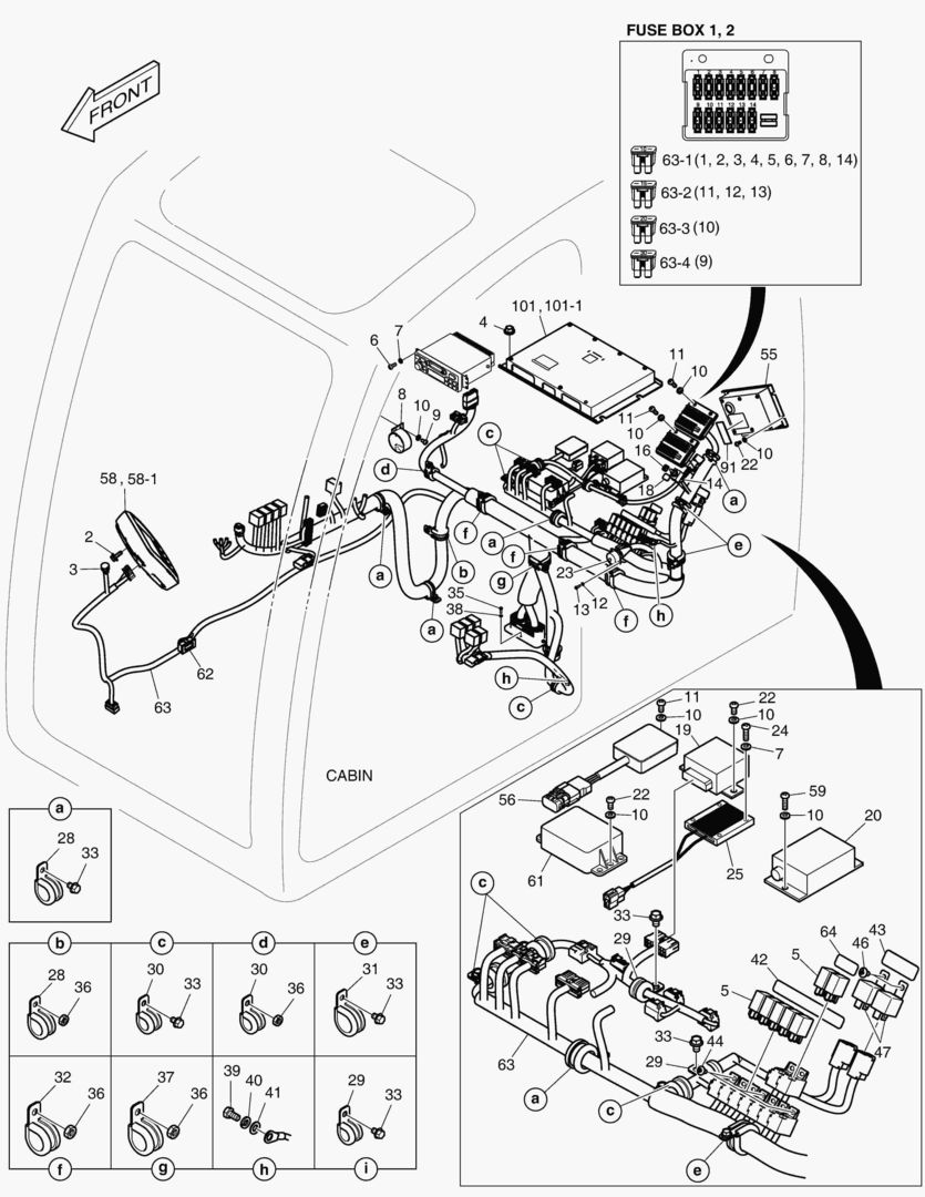 ЭЛЕКТРИЧЕСКИЕ ЗАПЧАСТИ - КАБИНА(СИСТЕМА ЗАЩИТЫ ПРИ ОПРОКИДЫВАНИИ)