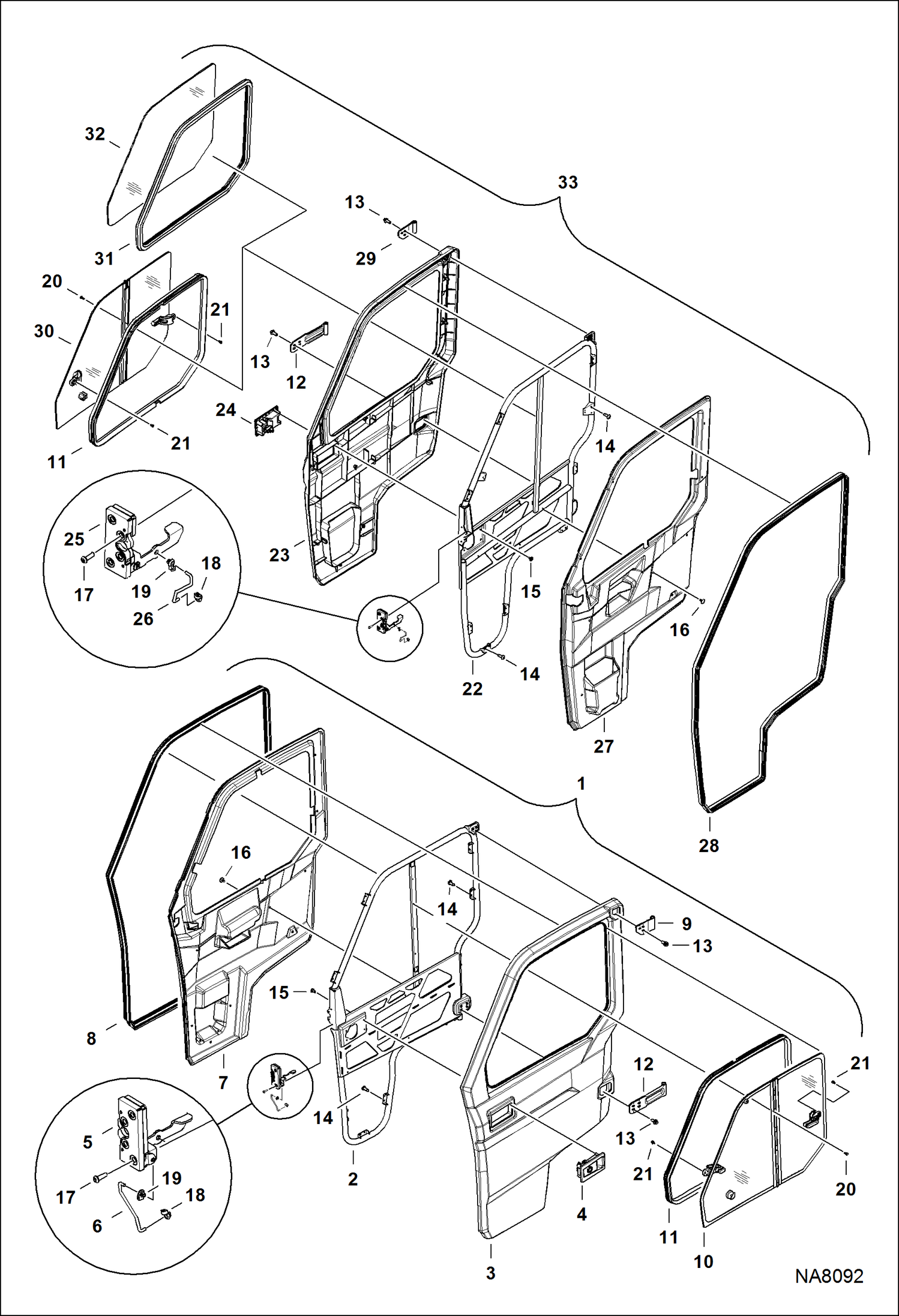 Схема ДВЕРЦА КАБИНЫS (ПРЕМИУМ И DELUXE)