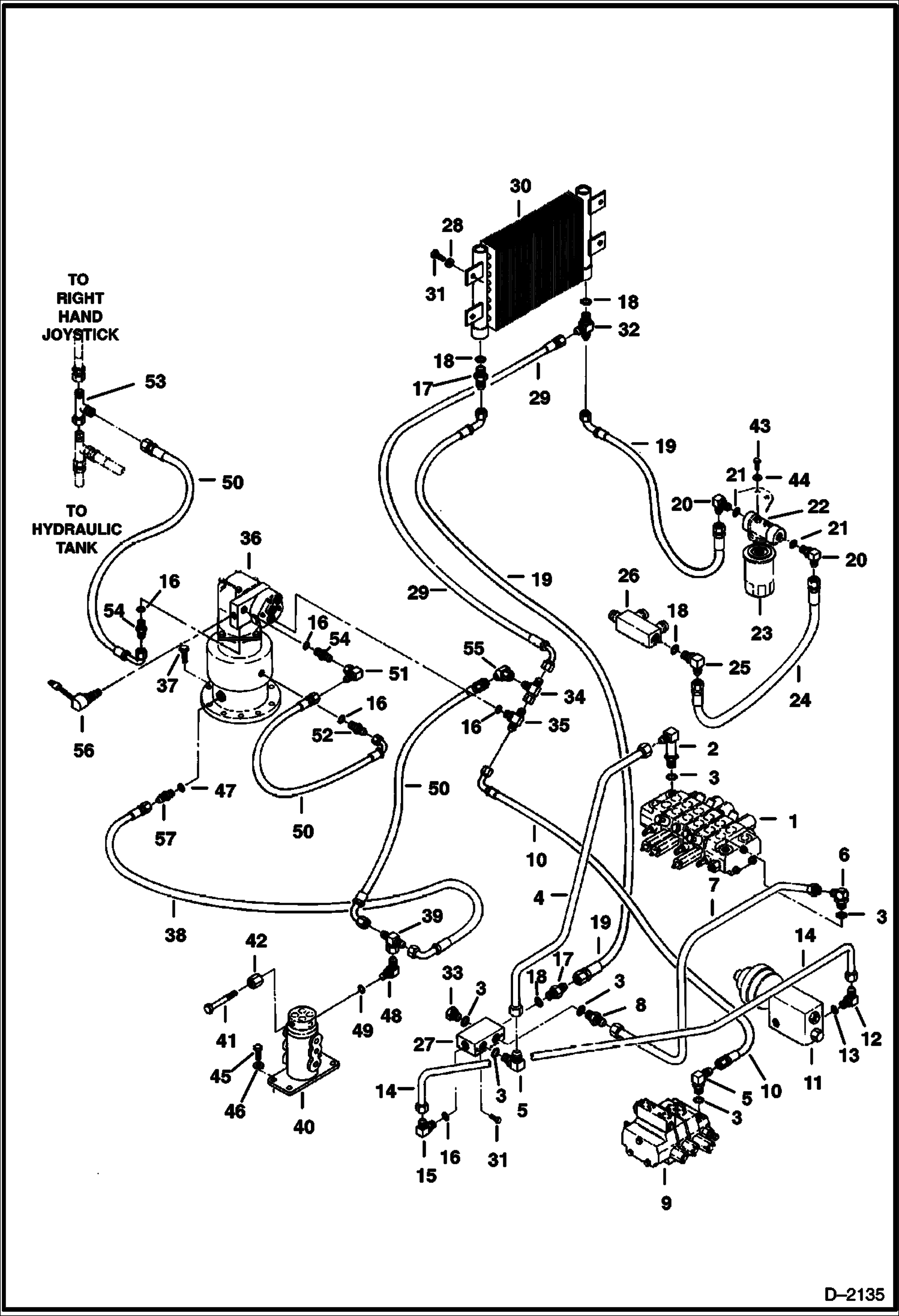 СХЕМА ГИДРАВЛИЧЕСКОЙ СИСТЕМЫ ИЗ КЛАПАНА В ГИДРОМОТОР ПОВОРОТА ПЛАТФОРМЫ В КАМЕРУ ОХЛАЖДЕНИЯ ДЛЯ ЭКСКАВАТОРОВ, ПРОДАЮЩИХСЯ НА СКАНДИНАВСКИХ СТРАНАХ