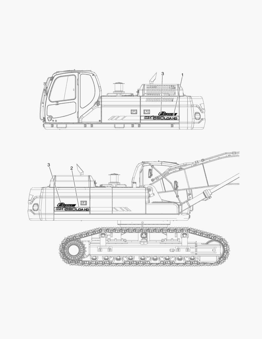 Спецтехника 5370 DECAL - MACHINE NAME(DX520LCA-G HD)