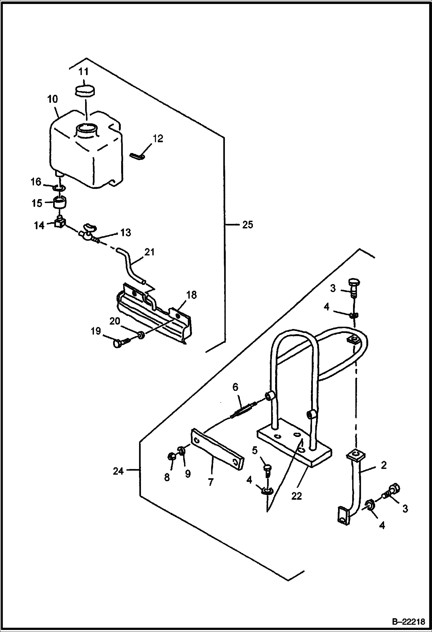 ЗАЩИТНОЕ ОГРАЖДЕНИЕ, ПРЕДОТВРАЩАЮЩЕЕ ВЫПАДЕНИЕ ВОДИТЕЛЯ В СЛУЧАЕ ОПРОКИДЫВАНИЯ ВИЛОЧНОГО ПОГРУЗЧИКА И БАК ДЛЯ ВОДЫ (СЕРИЙНЫЙ НОМЕР AB1033 И ВЫШЕ)
