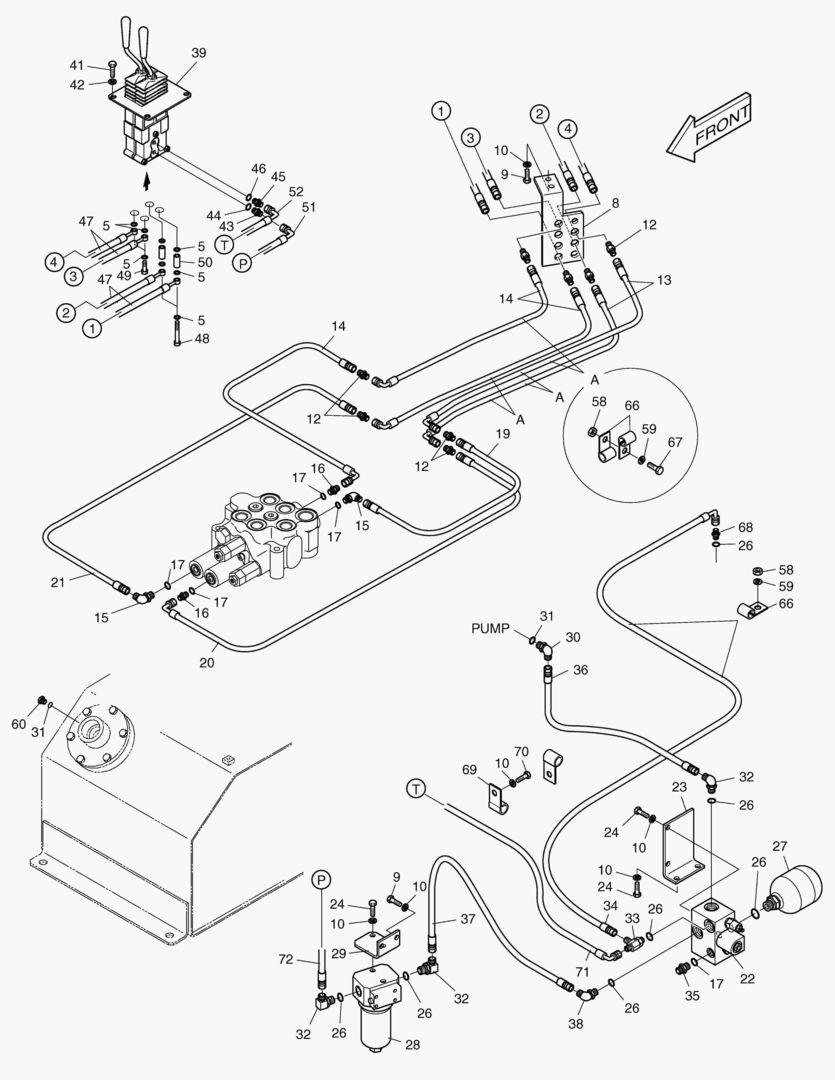 ТРУБОПРОВОД СЕРВОУПРАВЛЕНИЯ-ДВА РЫЧАГА+2 КАТУШКИ