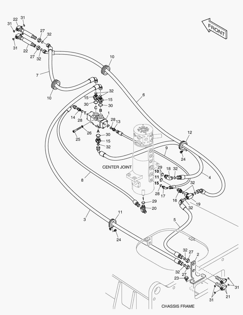 2200 FRONT DOZER & REAR OUTRIGGER PIPING