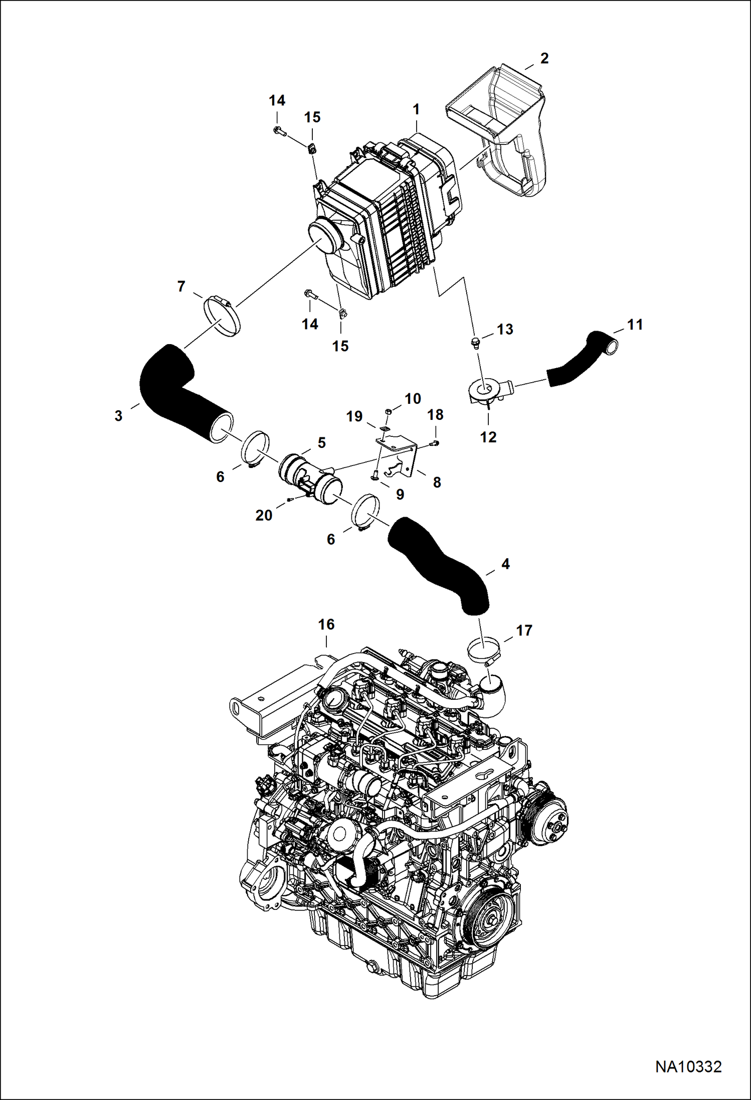 ДВИГАТЕЛЬ И КРЕПЕЖНЫЕ ДЕТАЛИ (ВОЗДУХООЧИСТИТЕЛЬ)