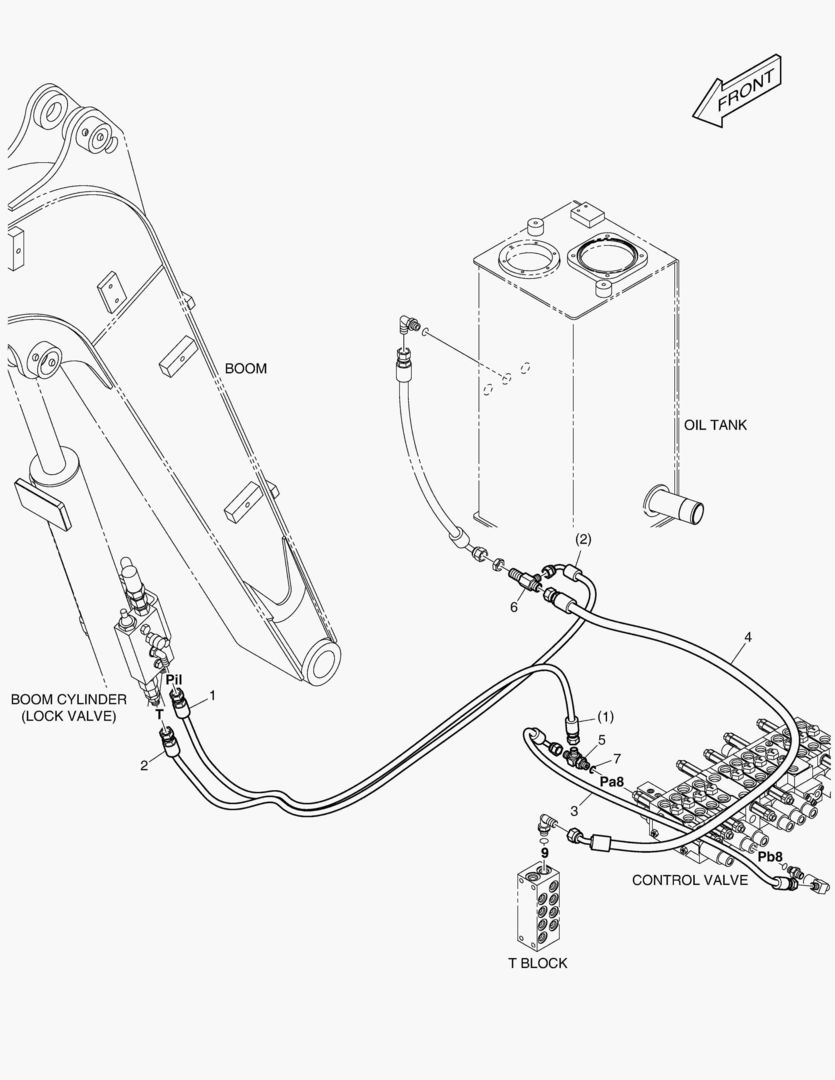 ТРУБОПРОВОД СЕРВОУПРАВЛЕНИЯ - ГИДРОЗАМОК СТРЕЛЫ