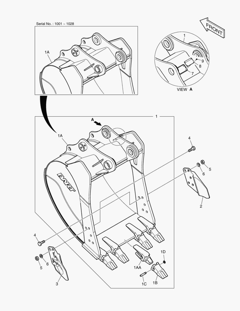6910 BUCKET ASS`Y - 0.90mВі(42`) - SIDE PIN