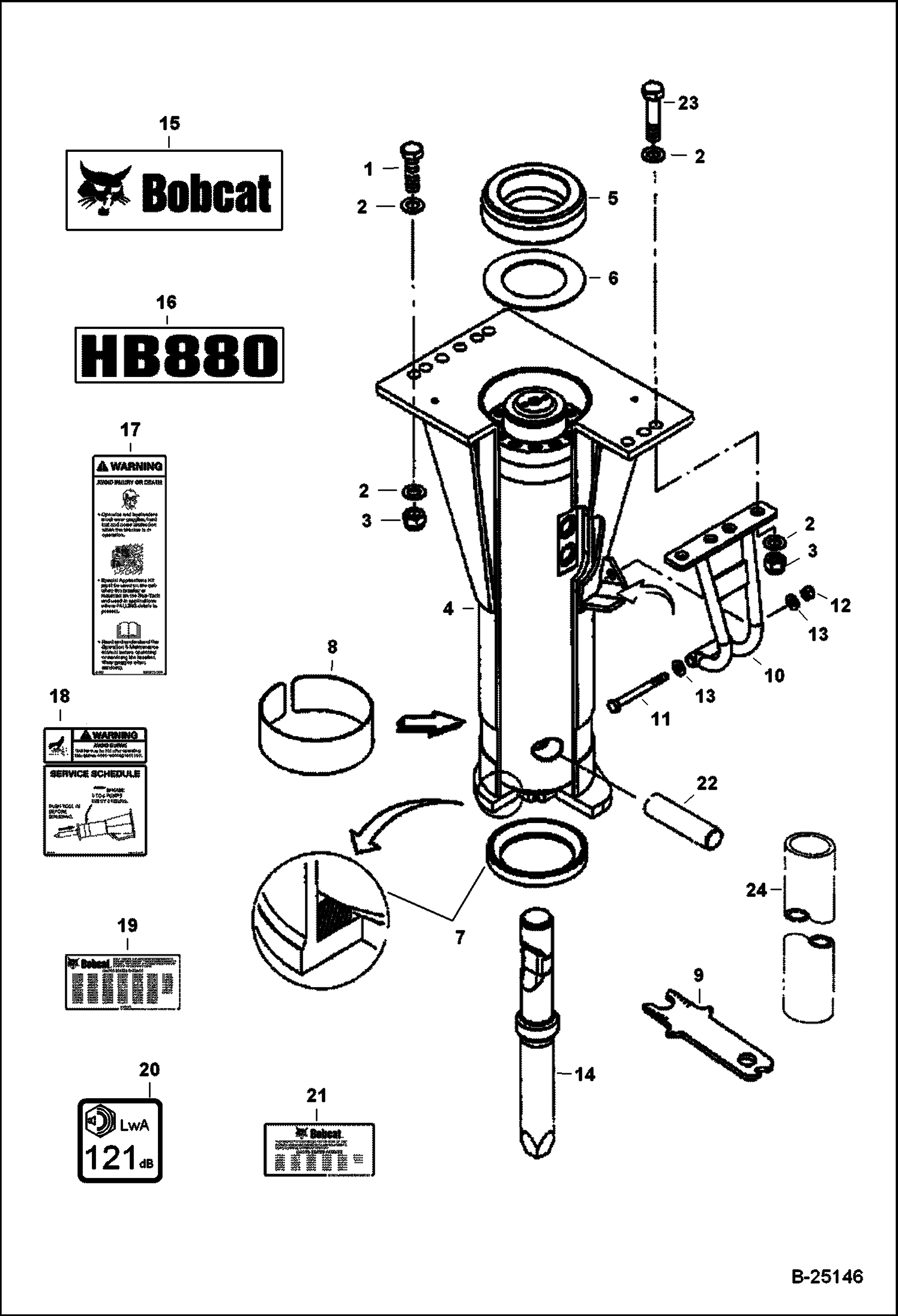 ГИДРОМОЛОТ (РАМА ШАССИ И КРЕПЕЖНЫЕ ДЕТАЛИ) (HB880 A00X00101 - 19999) (ИСПОЛЬЗУЕТСЯ НА 325, 328, 329, 331, 331E, 334, 425, 430)