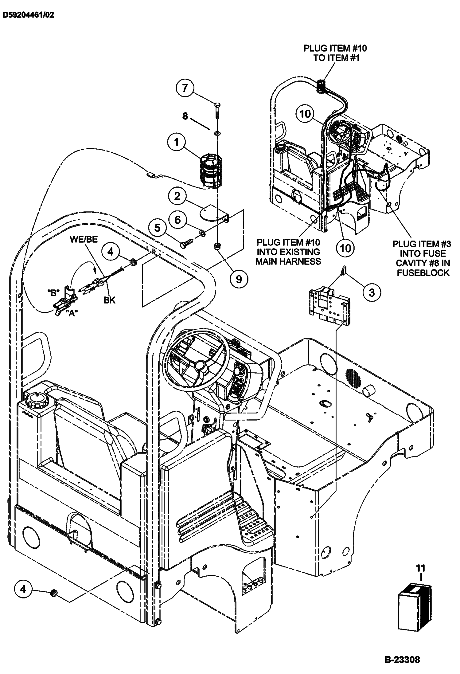 Схема УСТАНОВКА ДУГИ БЕЗОПАСНОСТИ СИСТЕМЫ ЗАЩИТЫ ПРИ ОПРОКИДЫВАНИИ (ROPS)УСТАНОВКА ЛАМПОВОГО МАЯКА (РАМА СИСТЕМЫ ЗАЩИТЫ ПРИ ОПРОКИДЫВАНИИ (ROPS)) (ОПЦИЯ)
