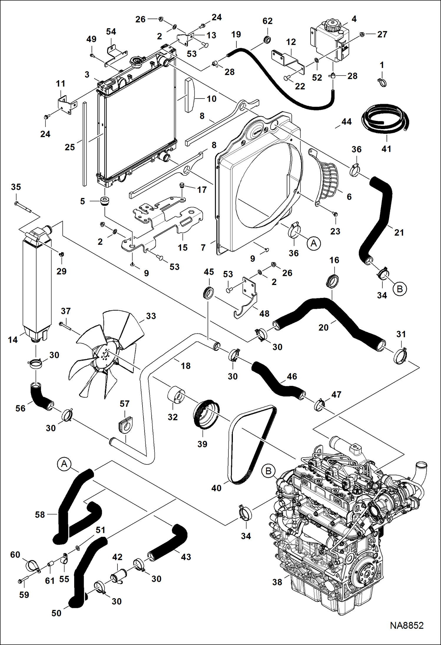 ДВИГАТЕЛЬ И КРЕПЕЖНЫЕ ДЕТАЛИ (ОХЛАЖДАЮЩАЯ ЖИДКОСТЬ РАДИАТОРА И ВОЗДУШНЫЙ ТЕПЛООБМЕННИК)
