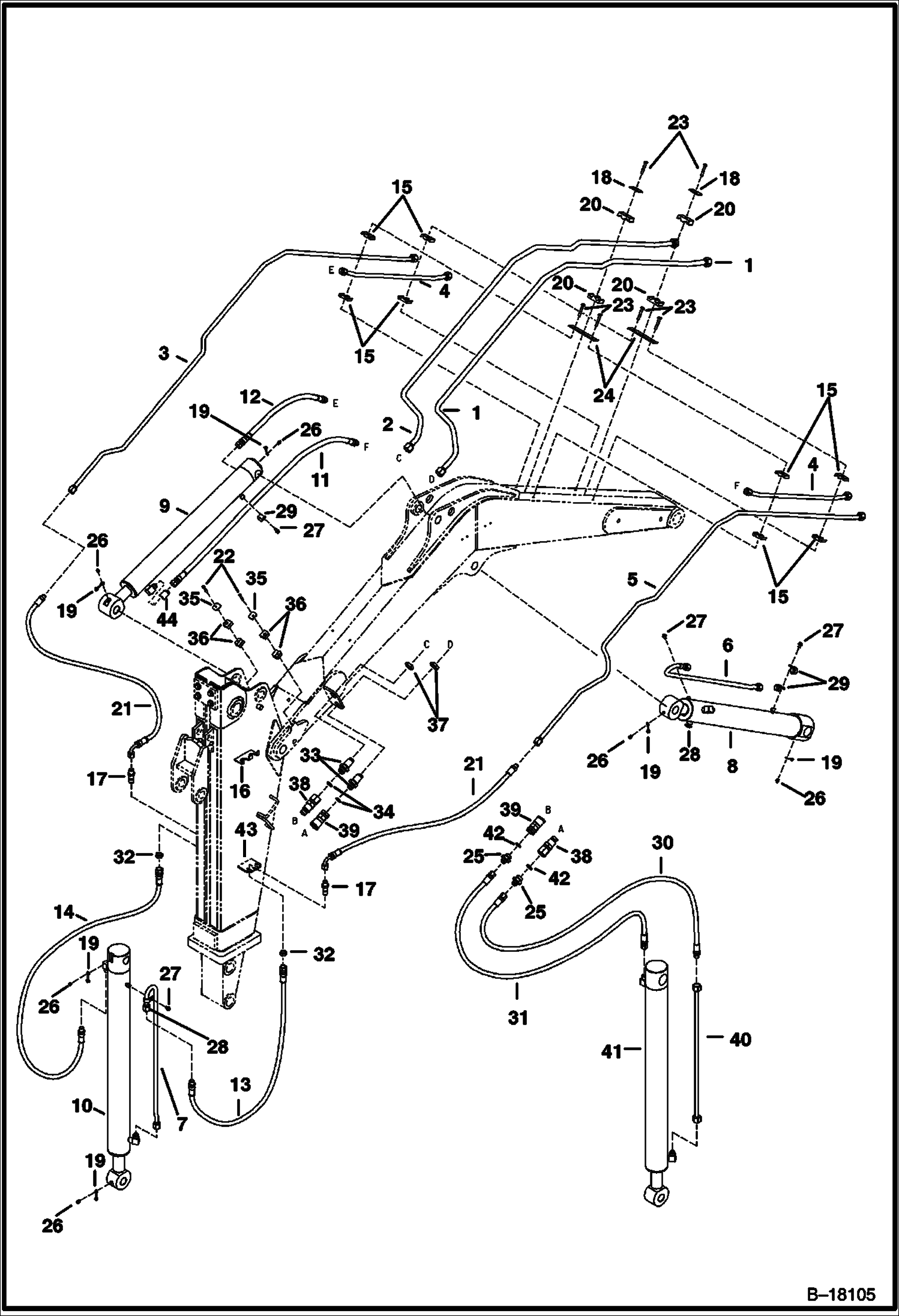 СХЕМА ГИДРАВЛИЧЕСКОЙ СИСТЕМЫ (РАЗДВИЖНАЯ РУКОЯТЬ) (СЕРИЙНЫЙ НОМЕР 517711001 И ВЫШЕ)