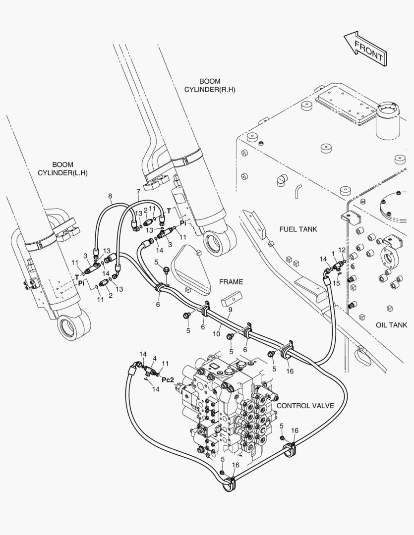 ТРУБОПРОВОД СЕРВОУПРАВЛЕНИЯ-ГИДРОЗАМОК СТРЕЛЫ