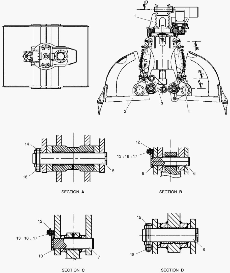 1100 CLAMSHELL BUCKET ASSEMBLY