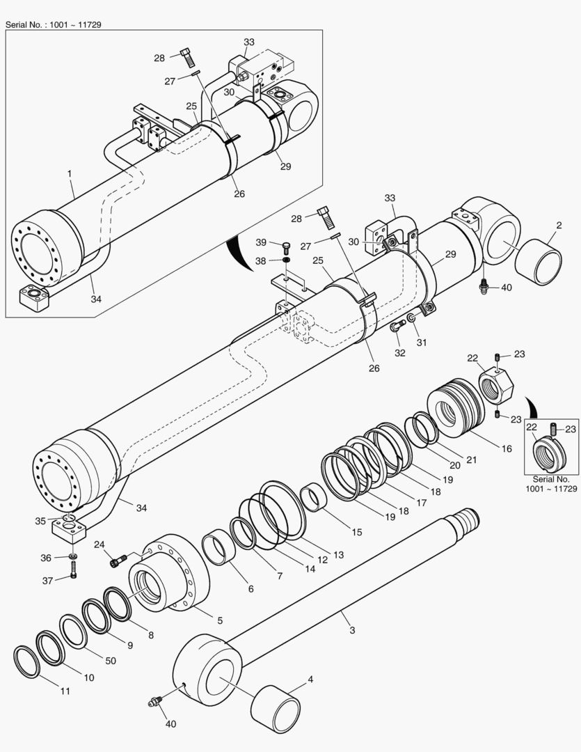 ЦИЛИНДР СТРЕЛЫ(ПРАВОСТОРОННИЙ)-ГИДРОЗАМОК