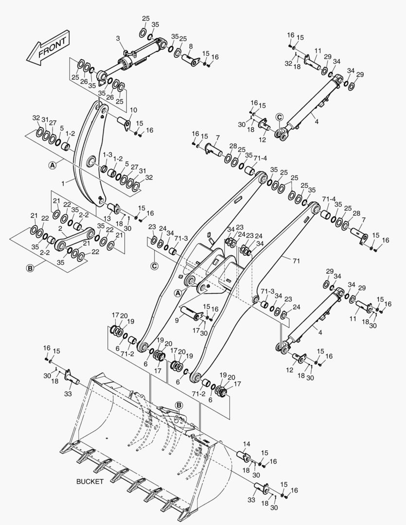 РУКОЯТЬ ПОГРУЗЧИКА В СБОРЕ - ДЛИННАЯ СТРЕЛА