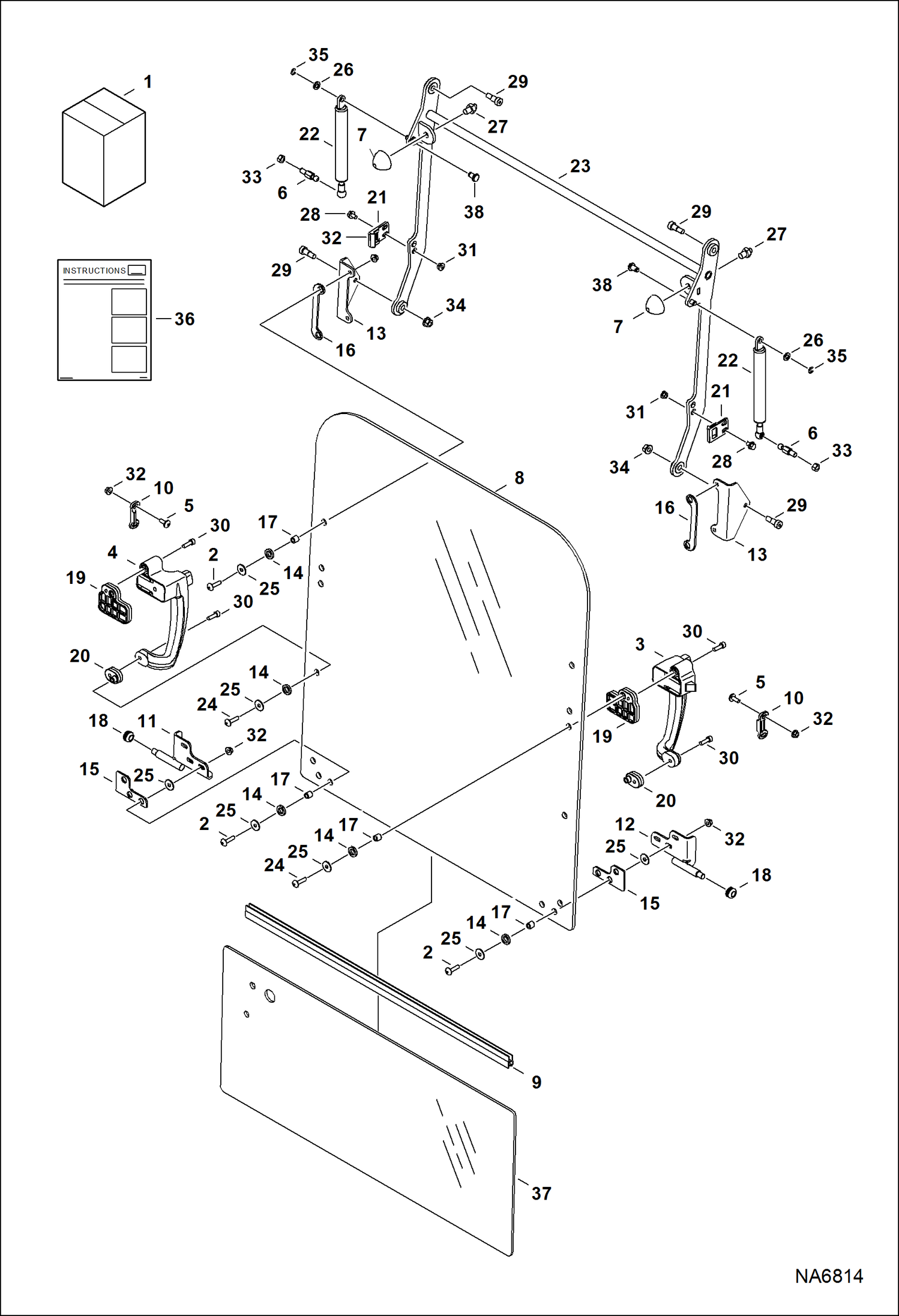 КАБИНА ОПЕРАТОРА (ЛОБОВОЕ СТЕКЛО) (БЕЗРАМНЫЙ)