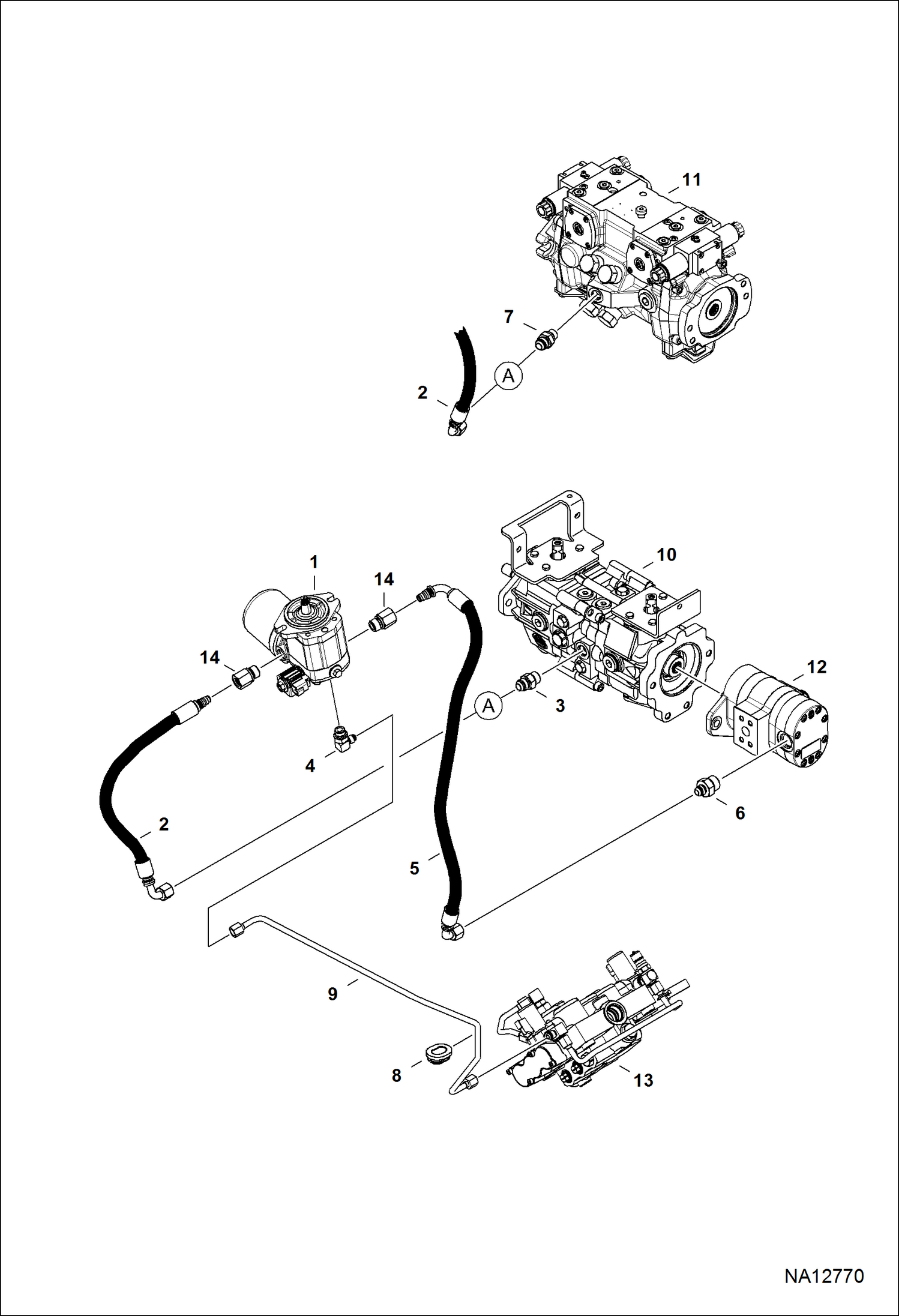 СХЕМА ГИДРОСТАТИЧЕСКОЙ СИСТЕМЫ (ВЕНТИЛЯТОР ОХЛАЖДЕНИЯ) (СЕРИЙНЫЙ НОМЕР A3NR17369 И ВЫШЕ)