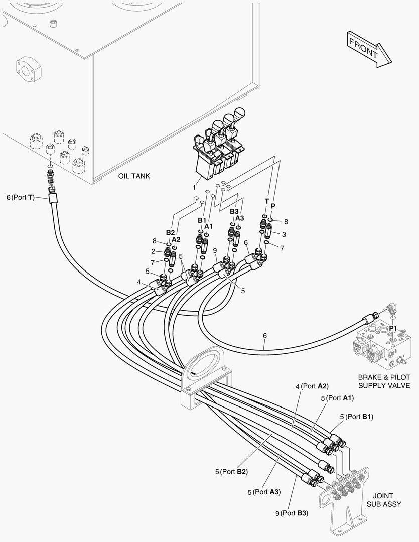 ТРУБОПРОВОД СЕРВОУПРАВЛЕНИЯ - ПАЛЕЦ + 3 КАТУШКИ