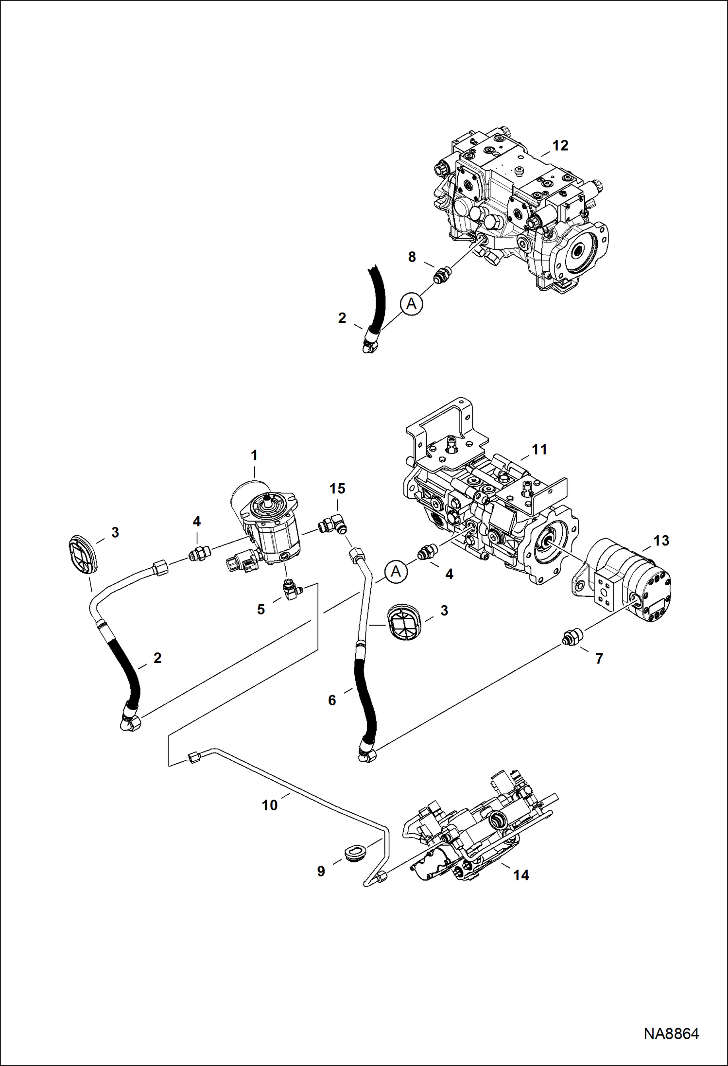 СХЕМА ГИДРОСТАТИЧЕСКОЙ СИСТЕМЫ (ВЕНТИЛЯТОР ОХЛАЖДЕНИЯ) (СЕРИЙНЫЙ НОМЕР A3NR11360 - A3NR11368 И A3NR11371 - A3NR17368)
