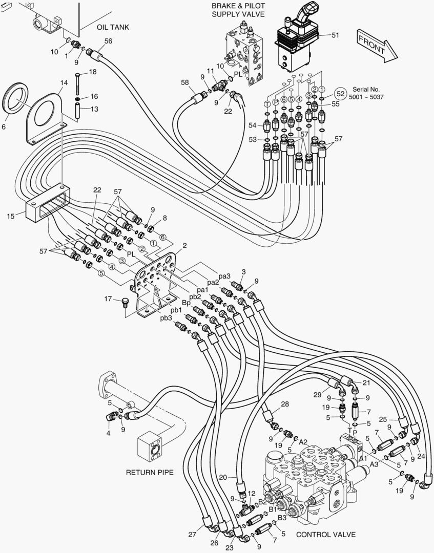 ТРУБОПРОВОД СЕРВОУПРАВЛЕНИЯ - 3 КАТУШКИ(P ТИП)