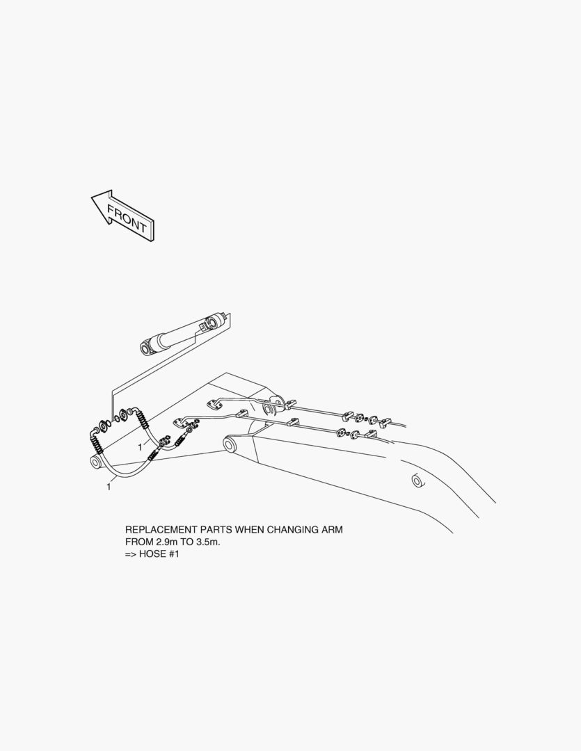 Схема ПЕРЕДНИЙ ТРУБОПРОВОД-3.5 м РУКОЯТЬ