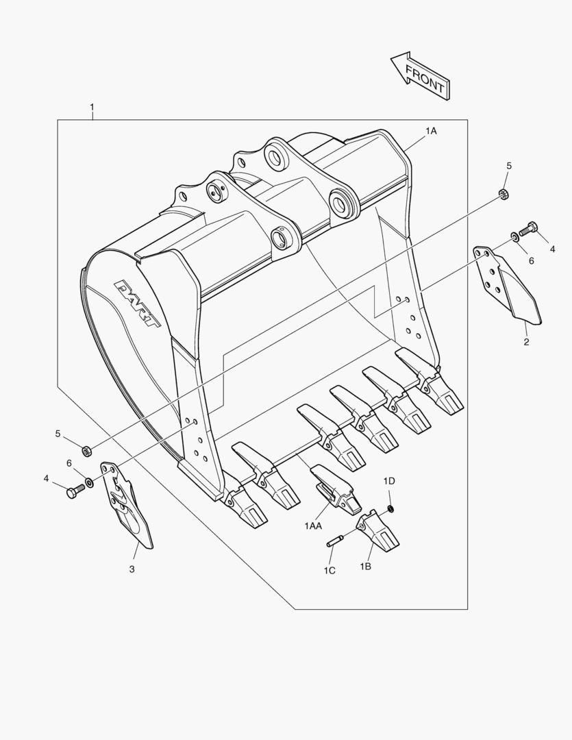 6560 BUCKET ASS`Y - 1.49mВі(63`) - SIDE PIN