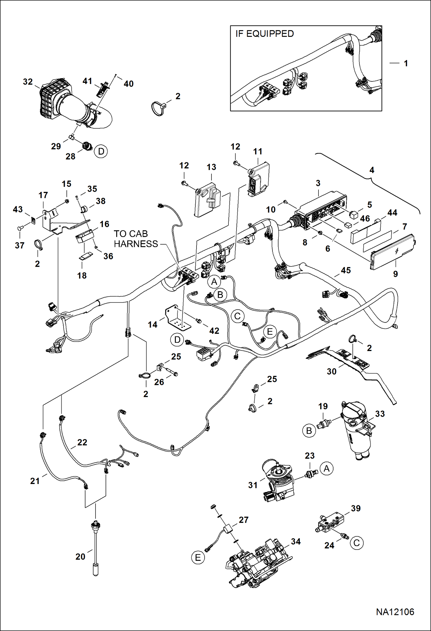 ЭЛЕКТРОСХЕМА ДВИГАТЕЛЯ (ГЛАВНЫЙ ЖГУТ ПРОВОДОВ РАМЫ И ДАТЧИКИ ФИЛЬТРА) (СЕРИЙНЫЙ НОМЕР ALM411001 - ALM416380)
