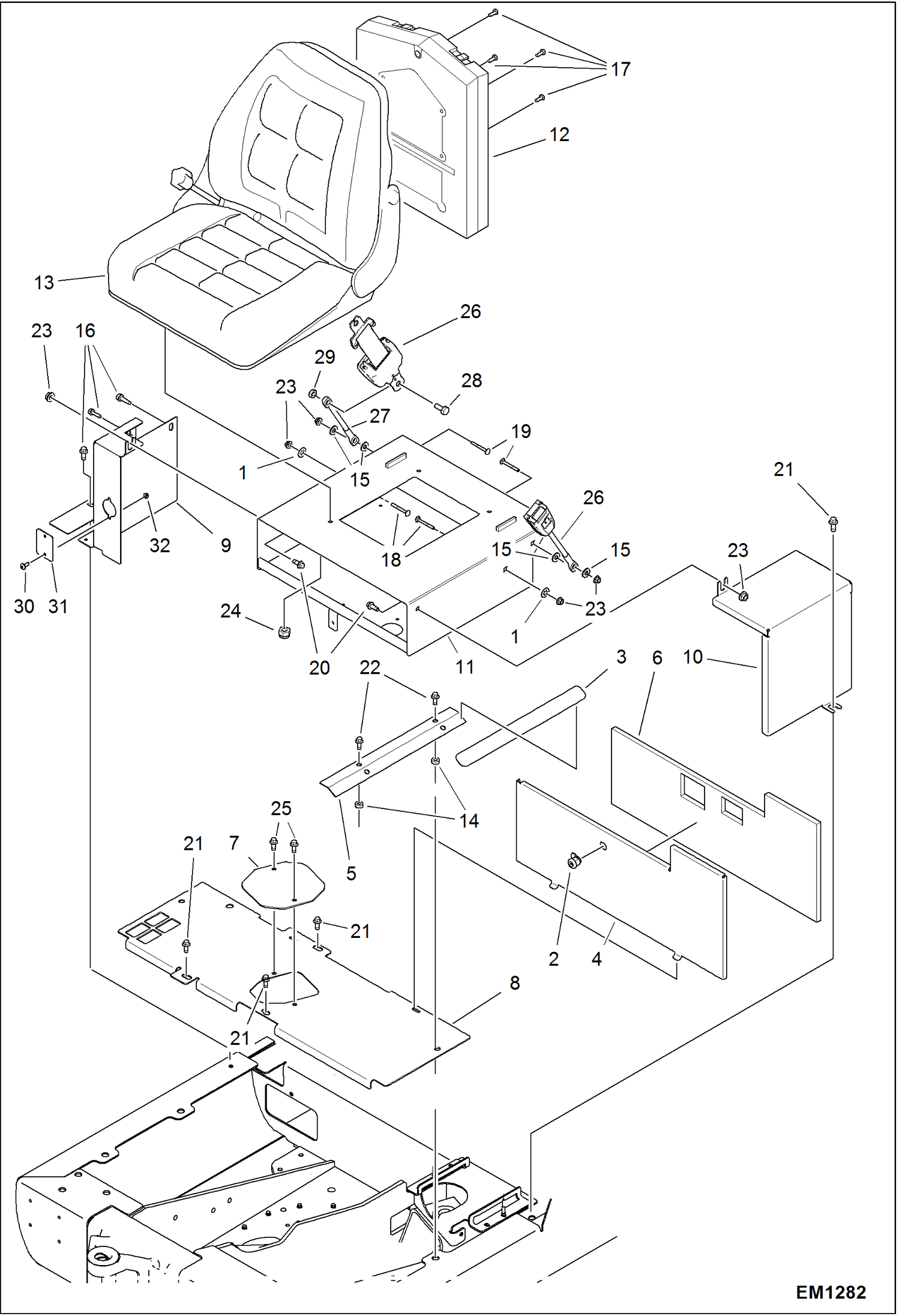 СИДЕНЬЕ ВОДИТЕЛЯ (С СИДЕНИЕМ #7180305) (СЕРИЙНЫЙ НОМЕР AHLL11001 - AHLL13119)