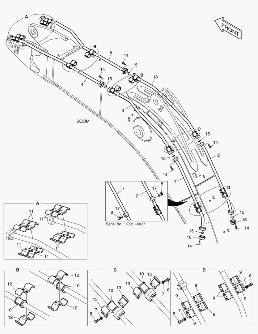 6690 BOOM PIPING - ONE & TWO WAY(BOOM 6.65m)
