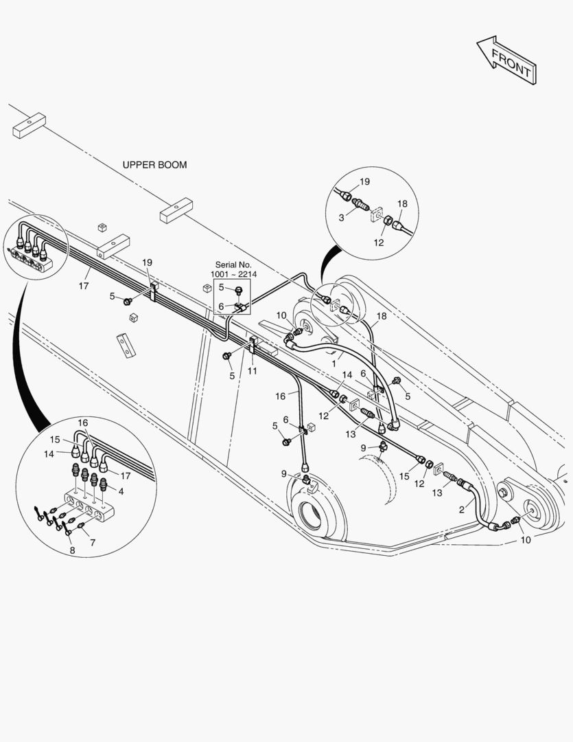 ТРУБОПРОВОД СМАЗОЧНОЙ СИСТЕМЫ - ВЕРХНЯЯ СТРЕЛА