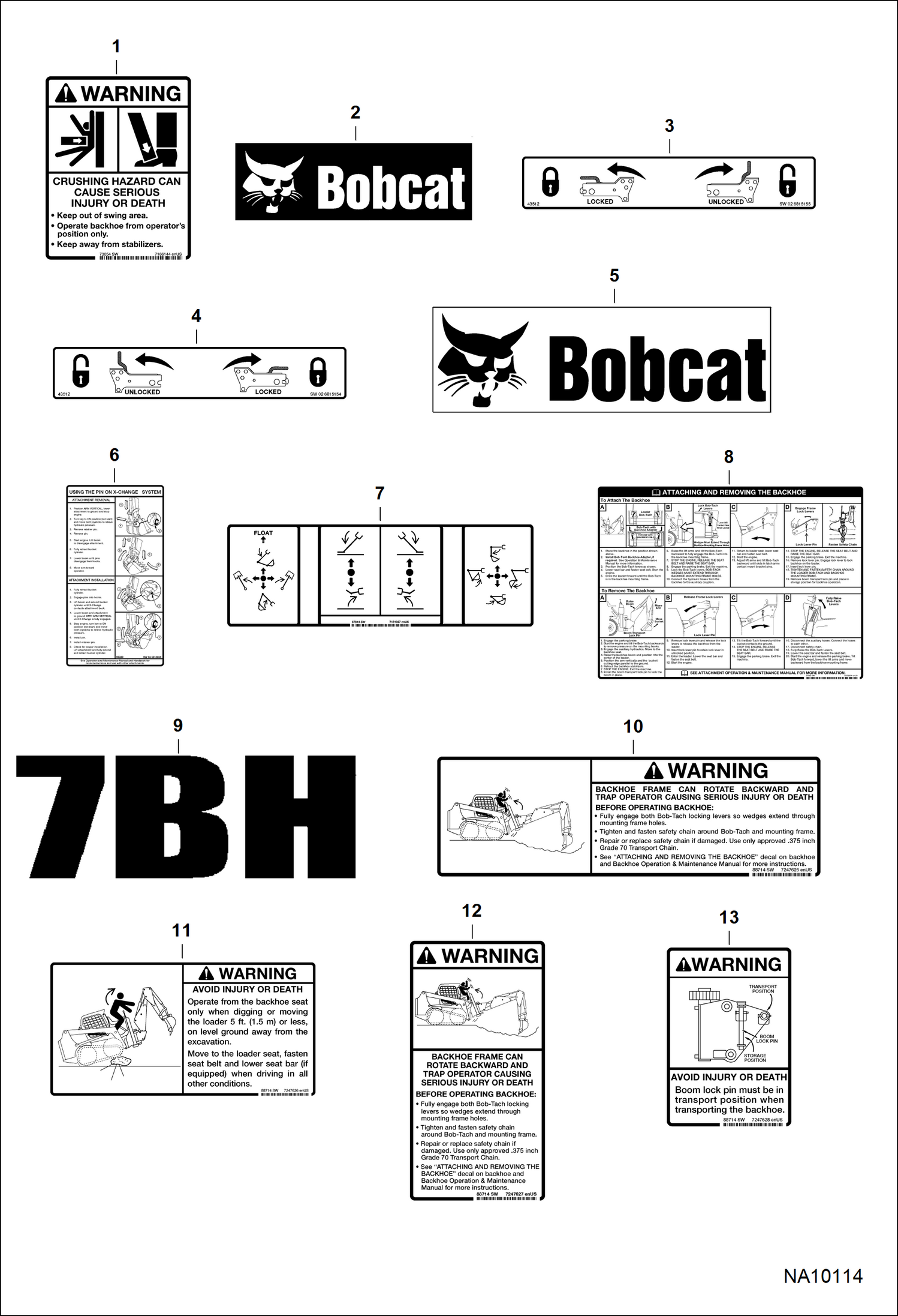 ЭКСКАВАТОР-ПОГРУЗЧИК (ПРЕДУПРЕЖДАЮЩИЕ ТАБЛИЧКИ) (7BH B3BG)