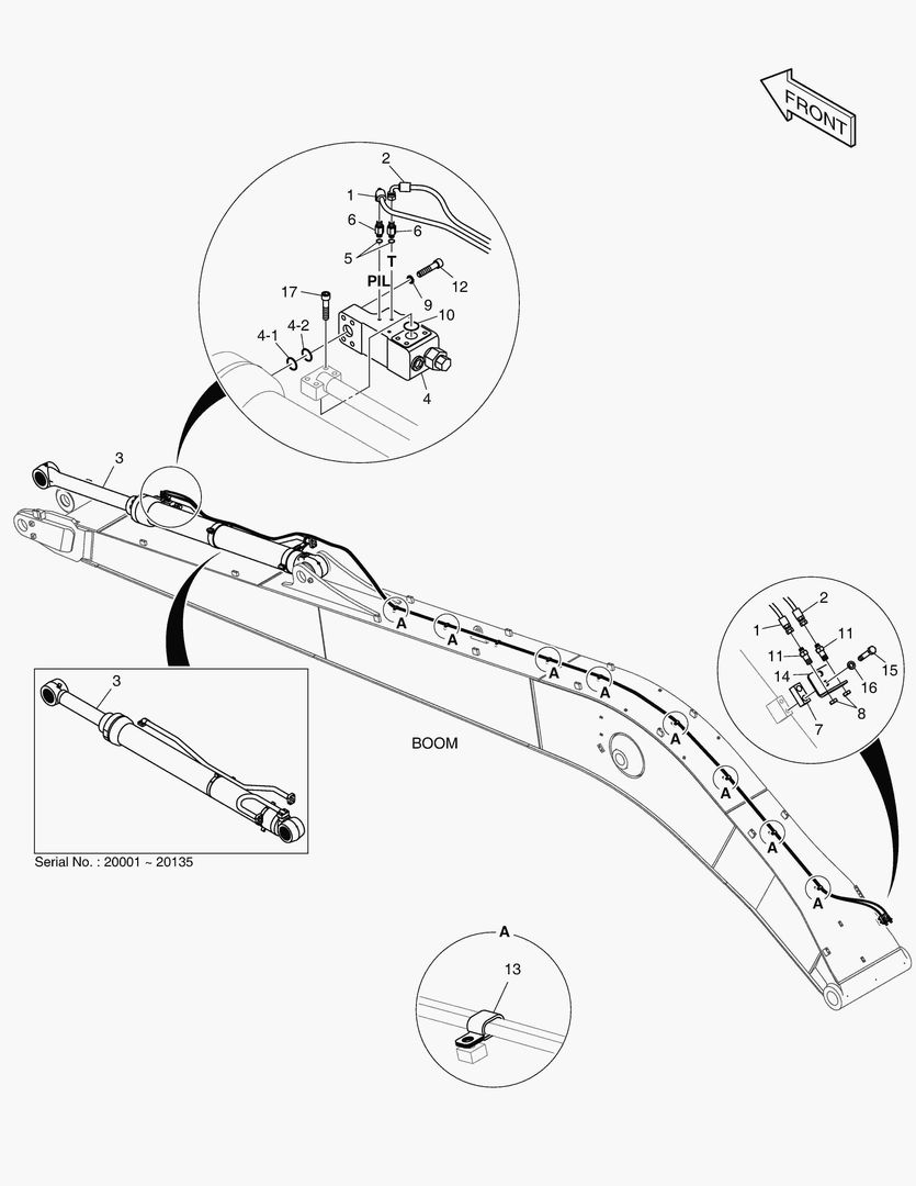 Схема 7000 LOCK VALVE PIPING - BOOM 11.0m