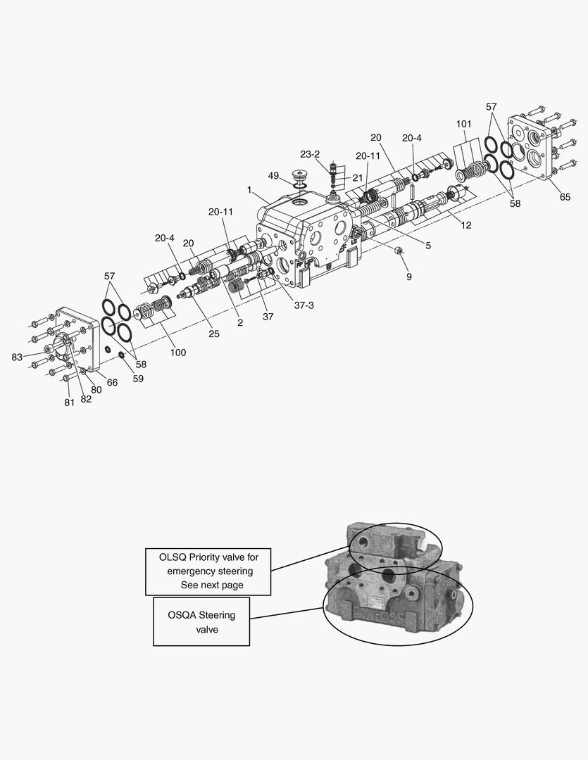 G190-260 STEERING VALVE EXPLODED