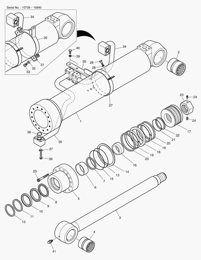 Схема ЦИЛИНДР СТРЕЛЫ - ЛЕВОСТОРОННИЙ(ГИДРОЗАМОК)