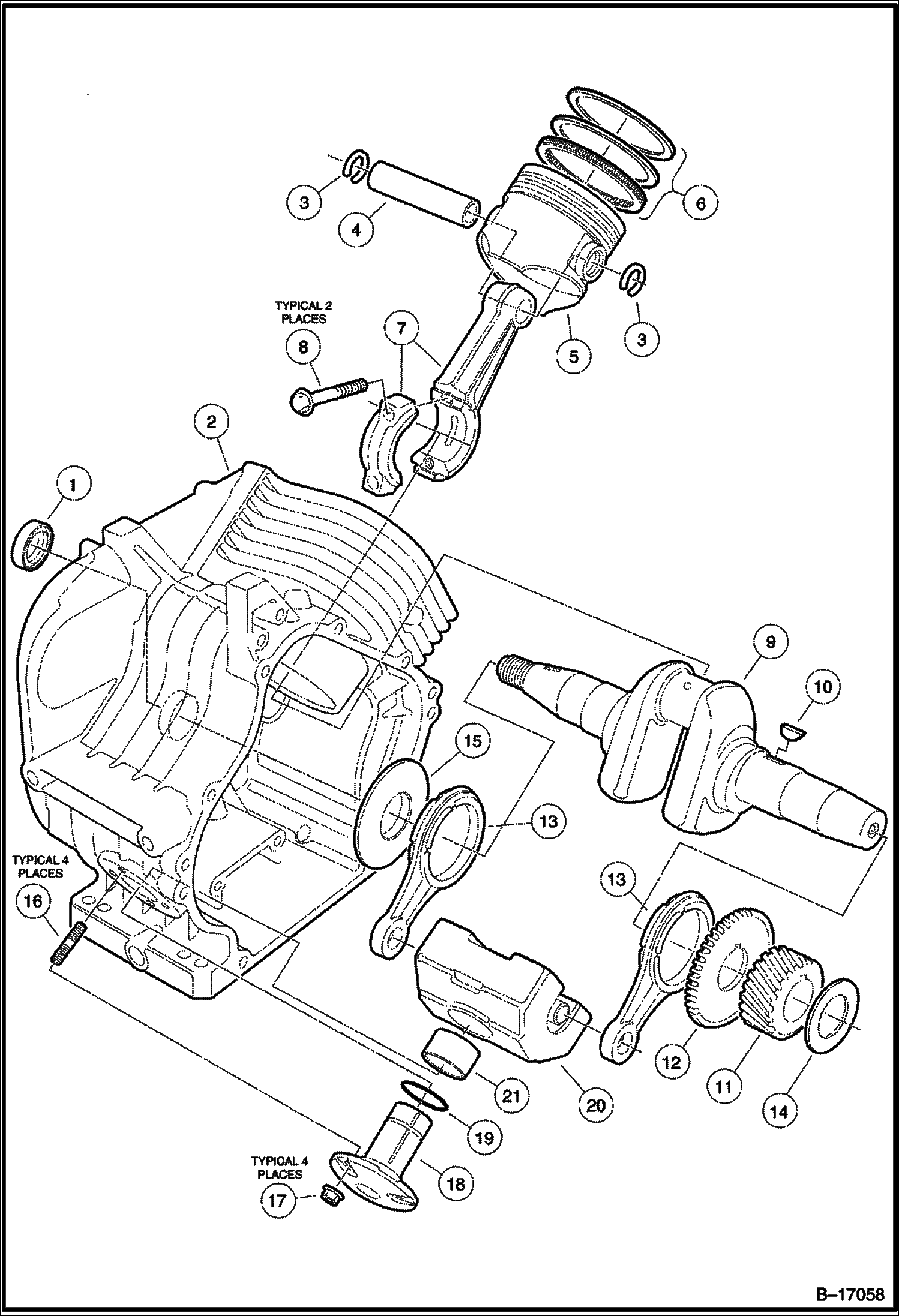 Схема КРИВОШИПНАЯ КОРОБКА И КОЛЕНЧАТЫЙ ВАЛ (FE400 ДВИГАТЕЛЬ)