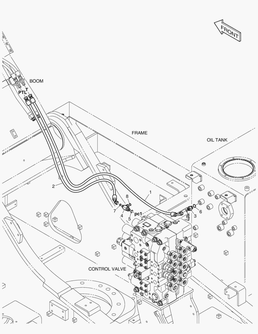 Схема ТРУБОПРОВОД СЕРВОУПРАВЛЕНИЯ-КЛАПАН ЗАМКА РУКОЯТИ